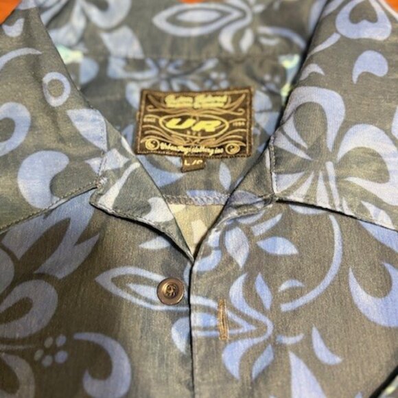Vintage Urban Rags Blue Flame Button-Down Shirt Custom Tailored Size Large - Picture 2 of 6